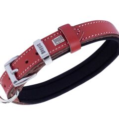 Doggie Konforlu Gerçek Deriden El Yapımı Çivili Köpek Boyun Tasması 2x30-35cm - Red