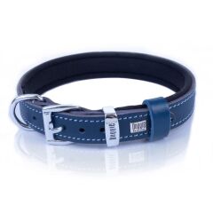 Doggie Konforlu Gerçek Deriden El Yapımı Çivili Köpek Boyun Tasması 2x30-35cm - Royal Blue