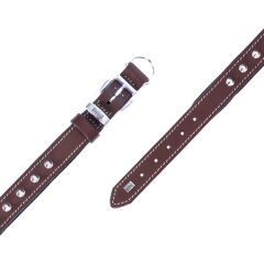 Doggie Konforlu Gerçek Deriden El Yapımı Çivili Köpek Boyun Tasması 2x35-40cm - Brown