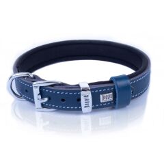 Doggie Konforlu Gerçek Deriden El Yapımı Çivili Köpek Boyun Tasması 2x35-40cm - Royal Blue