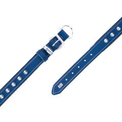 Doggie Konforlu Gerçek Deriden El Yapımı Çivili Köpek Boyun Tasması 2x35-40cm - Royal Blue