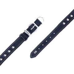 Doggie Konforlu Gerçek Deriden El Yapımı Çivili Köpek Boyun Tasması 2x35-40cm - Black