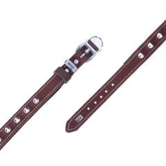Doggie Konforlu Gerçek Deriden El Yapımı Çivili Köpek Boyun Tasması 2,5x37-45cm - Brown