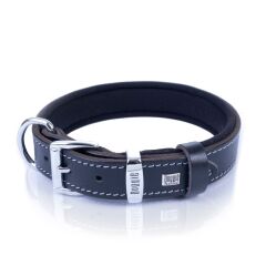 Doggie Konforlu Gerçek Deriden El Yapımı Çivili Köpek Boyun Tasması 2,5x37-45cm - Black