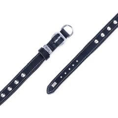 Doggie Konforlu Gerçek Deriden El Yapımı Çivili Köpek Boyun Tasması 2,5x37-45cm - Black