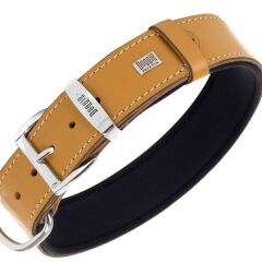 Doggie Konforlu Gerçek Deriden El Yapımı Çivili Köpek Boyun Tasması 4x52-60cm - Camel