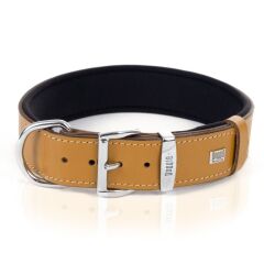 Doggie Konforlu Gerçek Deriden El Yapımı Çivili Köpek Boyun Tasması 4x57-65cm - Camel