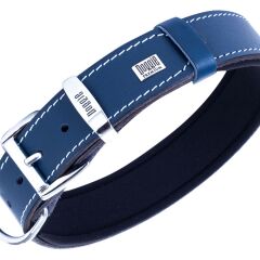 Doggie Konforlu Gerçek Deriden El Yapımı Çivili Köpek Boyun Tasması 4x57-65cm - Royal Blue