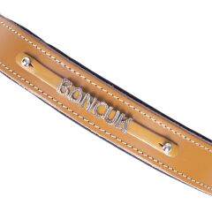 Doggie Konforlu Gerçek Deriden El Yapımı İsimlikli Köpek Boyun Tasması 3,5x47-55cm - Camel