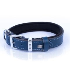 Doggie Konforlu Gerçek Deriden El Yapımı İsimlikli Köpek Boyun Tasması 3,5x47-55cm - Royal Blue
