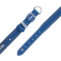Doggie Konforlu Gerçek Deriden El Yapımı İsimlikli Köpek Boyun Tasması 3,5x47-55cm - Royal Blue