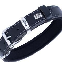 Doggie Konforlu Gerçek Deriden El Yapımı İsimlikli Köpek Boyun Tasması 3,5x47-55cm - Black