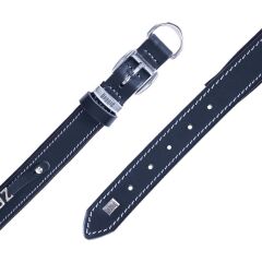 Doggie Konforlu Gerçek Deriden El Yapımı İsimlikli Köpek Boyun Tasması 3,5x47-55cm - Black