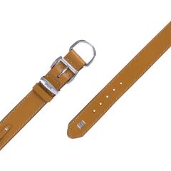 Doggie Konforlu Gerçek Deriden El Yapımı İsimlikli Köpek Boyun Tasması 4x52-60cm - Camel