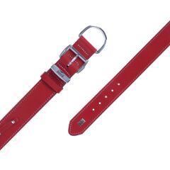 Doggie Konforlu Gerçek Deriden El Yapımı İsimlikli Köpek Boyun Tasması 4x52-60cm - Red