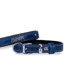 Doggie Konforlu Gerçek Deriden El Yapımı İsimlikli Köpek Boyun Tasması 4x52-60cm - Royal Blue