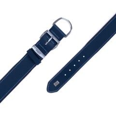 Doggie Konforlu Gerçek Deriden El Yapımı İsimlikli Köpek Boyun Tasması 4x52-60cm - Royal Blue