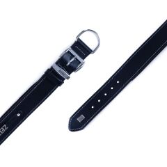 Doggie Konforlu Gerçek Deriden El Yapımı İsimlikli Köpek Boyun Tasması 4x52-60cm - Black