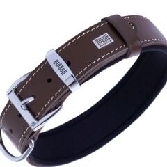 Doggie Konforlu Gerçek Deriden El Yapımı İsimlikli Köpek Boyun Tasması 3,5x52-60cm - Brown