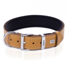 Doggie Konforlu Gerçek Deriden El Yapımı İsimlikli Köpek Boyun Tasması 3,5x52-60cm - Camel