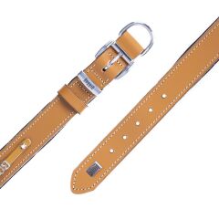 Doggie Konforlu Gerçek Deriden El Yapımı İsimlikli Köpek Boyun Tasması 3,5x52-60cm - Camel