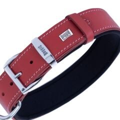 Doggie Konforlu Gerçek Deriden El Yapımı İsimlikli Köpek Boyun Tasması 3,5x52-60cm - Red