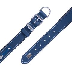 Doggie Konforlu Gerçek Deriden El Yapımı İsimlikli Köpek Boyun Tasması 3,5x52-60cm - Royal Blue