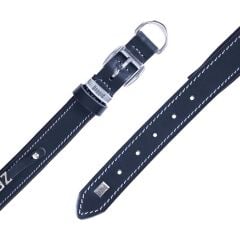 Doggie Konforlu Gerçek Deriden El Yapımı İsimlikli Köpek Boyun Tasması 3,5x52-60cm - Black