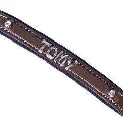 Doggie Konforlu Gerçek Deriden El Yapımı İsimlikli Köpek Boyun Tasması 1,5x20-25cm - Brown