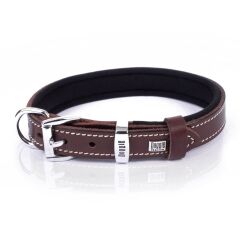 Doggie Konforlu Gerçek Deriden El Yapımı İsimlikli Köpek Boyun Tasması 1,5x20-25cm - Brown