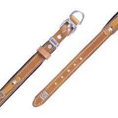 Doggie Konforlu Gerçek Deriden El Yapımı İsimlikli Köpek Boyun Tasması 1,5x20-25cm - Camel