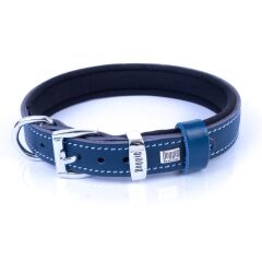 Doggie Konforlu Gerçek Deriden El Yapımı İsimlikli Köpek Boyun Tasması 1,5x20-25cm - Royal Blue