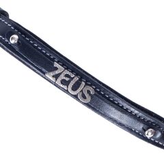 Doggie Konforlu Gerçek Deriden El Yapımı İsimlikli Köpek Boyun Tasması 1,5x25-30cm - Black