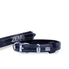 Doggie Konforlu Gerçek Deriden El Yapımı İsimlikli Köpek Boyun Tasması 2x30-35cm - Black