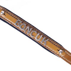 Doggie Konforlu Gerçek Deriden El Yapımı İsimlikli Köpek Boyun Tasması 2x35-40cm - Camel