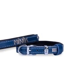Doggie Konforlu Gerçek Deriden El Yapımı İsimlikli Köpek Boyun Tasması 2x35-40cm - Royal Blue