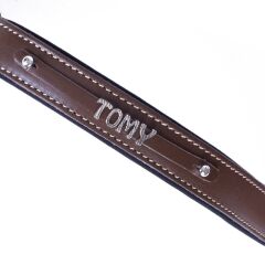 Doggie Konforlu Gerçek Deriden El Yapımı İsimlikli Köpek Boyun Tasması 2,5x37-45cm - Brown