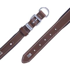 Doggie Konforlu Gerçek Deriden El Yapımı İsimlikli Köpek Boyun Tasması 2,5x37-45cm - Brown