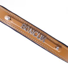 Doggie Konforlu Gerçek Deriden El Yapımı İsimlikli Köpek Boyun Tasması 2,5x37-45cm - Camel