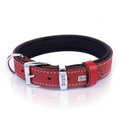 Doggie Konforlu Gerçek Deriden El Yapımı İsimlikli Köpek Boyun Tasması 2,5x37-45cm - Red