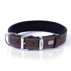 Doggie Konforlu Gerçek Deriden El Yapımı İsimlikli Köpek Boyun Tasması 3x42-50cm - Brown