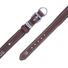 Doggie Konforlu Gerçek Deriden El Yapımı İsimlikli Köpek Boyun Tasması 3x42-50cm - Brown
