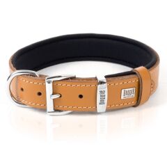 Doggie Konforlu Gerçek Deriden El Yapımı İsimlikli Köpek Boyun Tasması 3x42-50cm - Camel