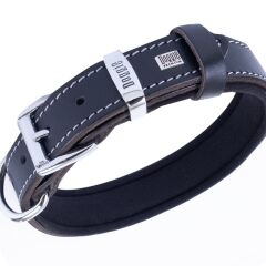 Doggie Konforlu Gerçek Deriden El Yapımı İsimlikli Köpek Boyun Tasması 3x42-50cm - Black