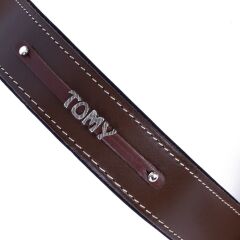 Doggie Konforlu Gerçek Deriden El Yapımı İsimlikli Köpek Boyun Tasması 4x47-55cm - Brown