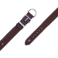 Doggie Konforlu Gerçek Deriden El Yapımı İsimlikli Köpek Boyun Tasması 4x47-55cm - Brown
