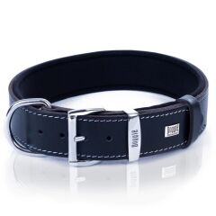 Doggie Konforlu Gerçek Deriden El Yapımı İsimlikli Köpek Boyun Tasması 4x47-55cm - Black