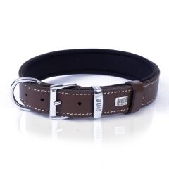 Doggie Konforlu Gerçek Deriden El Yapımı Nazar Boncuklu Köpek Boyun Tasması 3x42-50cm - Brown