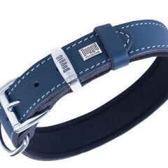 Doggie Konforlu Gerçek Deriden El Yapımı Nazar Boncuklu Köpek Boyun Tasması 3x42-50cm - Royal Blue