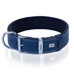 Doggie Konforlu Gerçek Deriden El Yapımı Nazar Boncuklu Köpek Boyun Tasması 3,5x47-55cm - Royal Blue